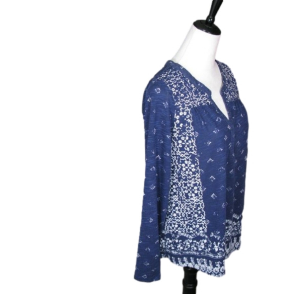 SONOMA Navy Blue/White Print Long Sleeve Top Size Medium